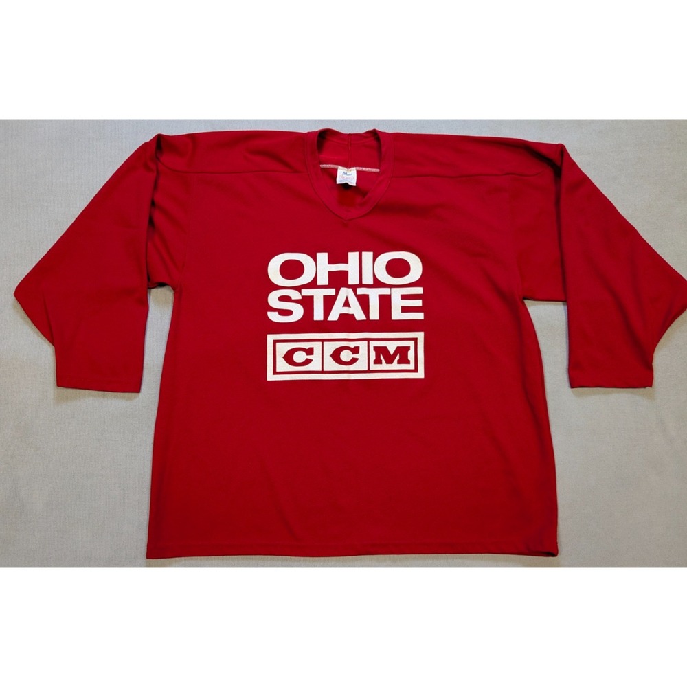 Vintage Ohio State Buckeyes Jersey Mens 2XL Red Hockey CCM Maska 80s Practice